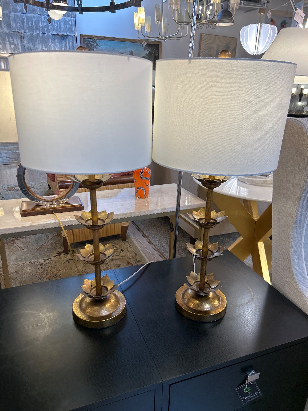 Safavieh Lani Gold Leaf Table Lamps, Pair