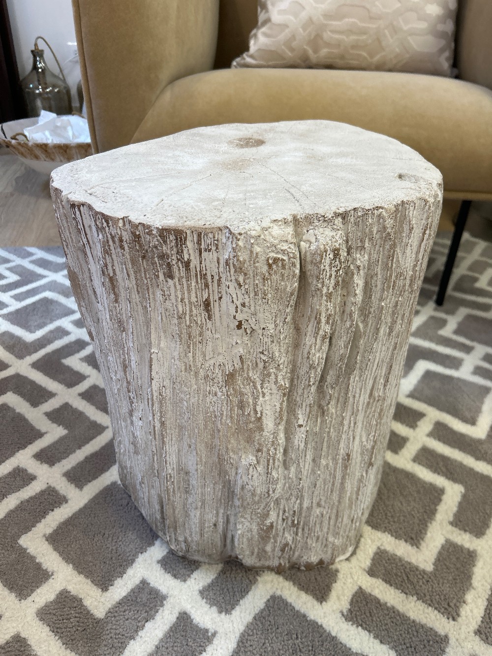 Faux Bois Tree Stump Side Table (AS IS)