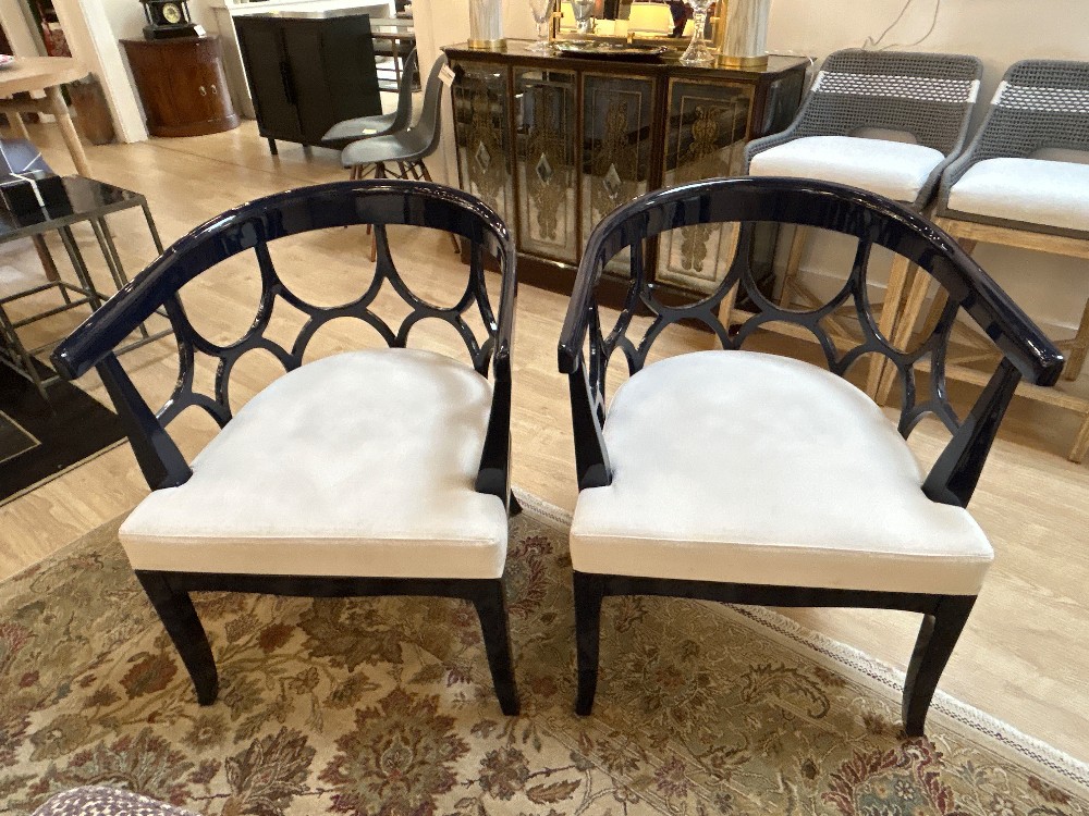Worlds Away Campbell Barrel Back Chairs, Pair