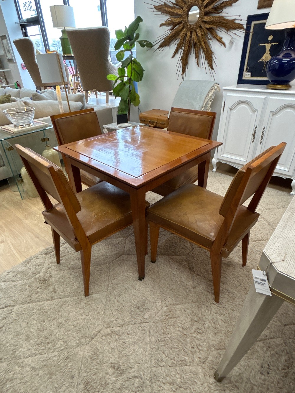 Mid-Century Flip Top Card Table & 4 Chairs