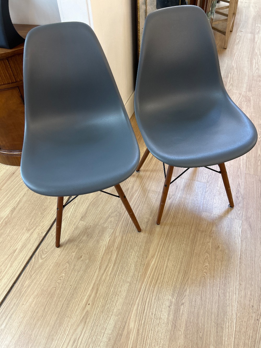 Herman Miller Eames Molded Plastic Side Chairs, Pair