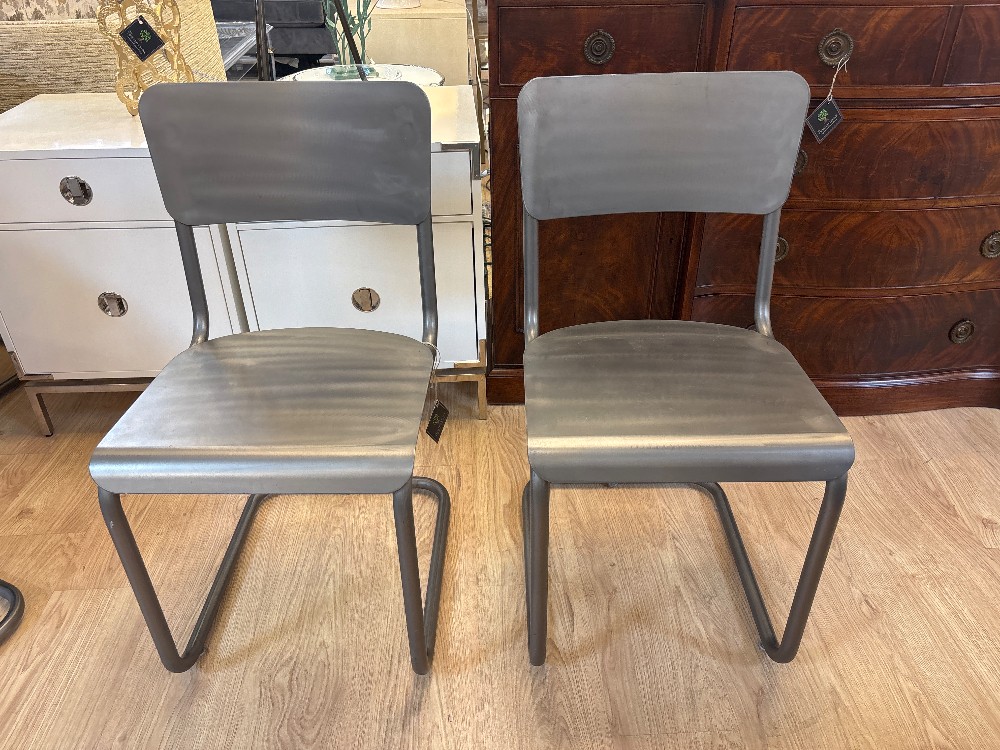Restoration Hardware Metal Schoolhouse Chairs, Pair