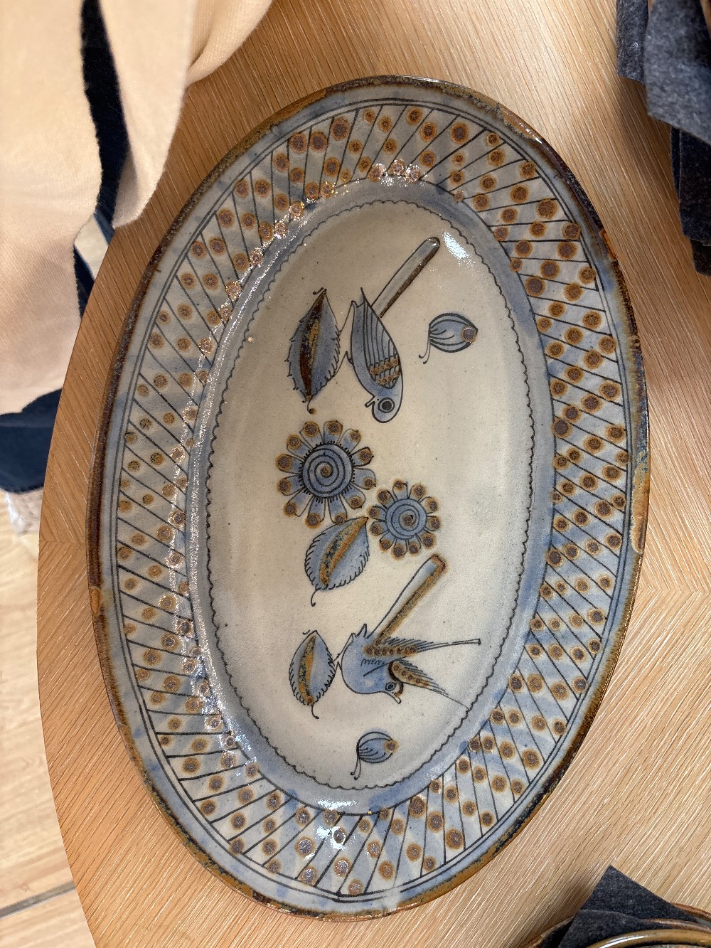 Ken Edwards Mexican Tonala Pottery Oval Platter