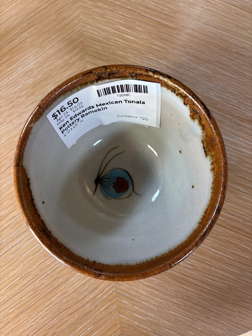 Ken Edwards Mexican Tonala Pottery Ramekin