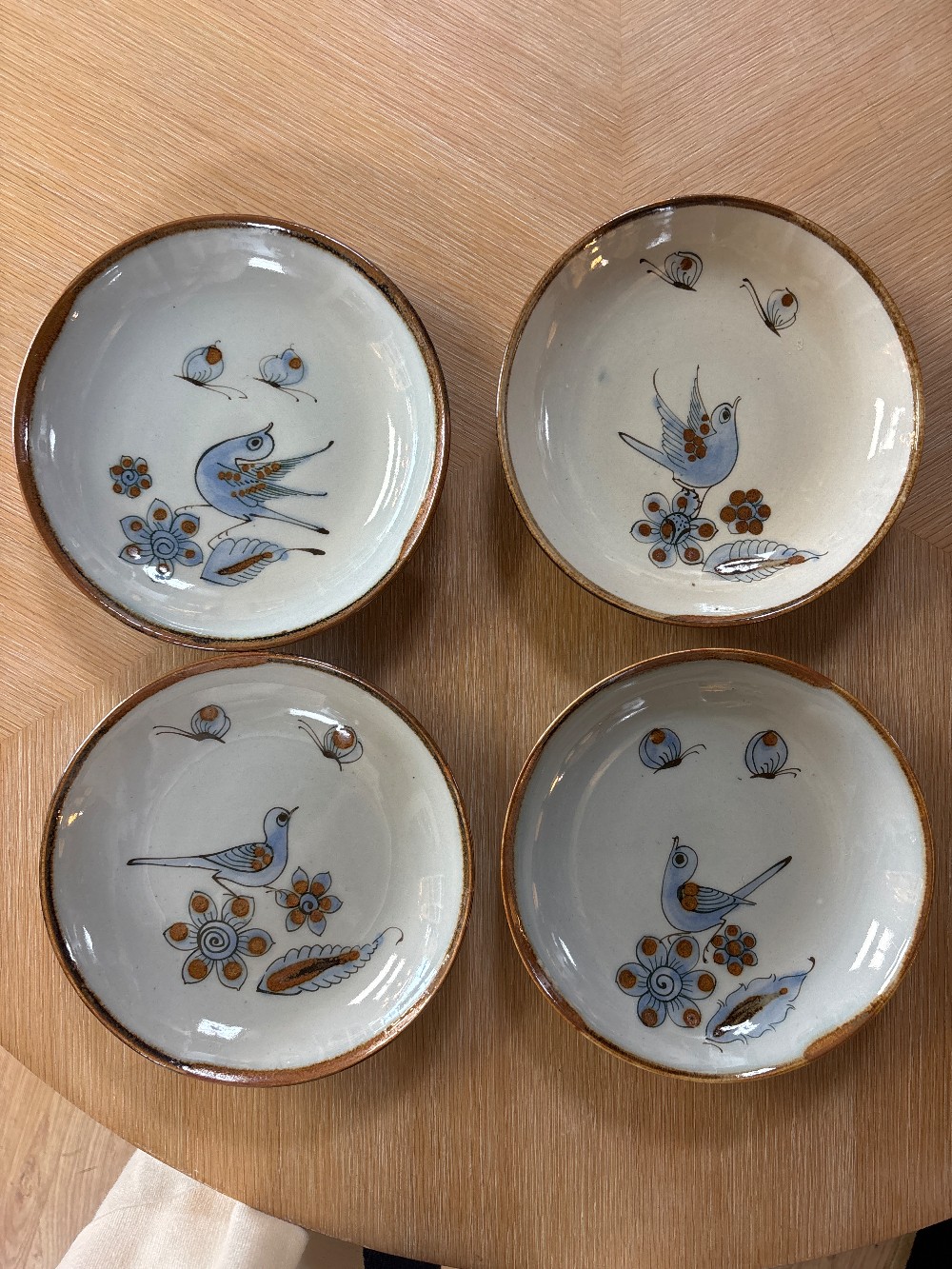 Ken Edwards Mexican Tonala Pottery Pasta Bowls - Set of 4