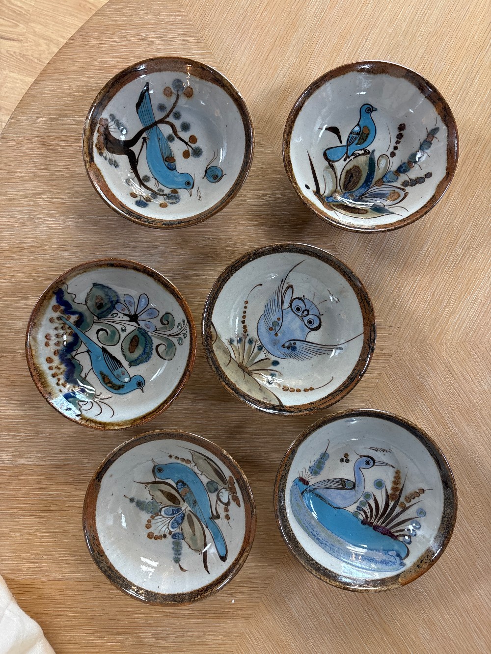 Ken Edwards Mexican Tonala Pottery Bowls - Set of 6