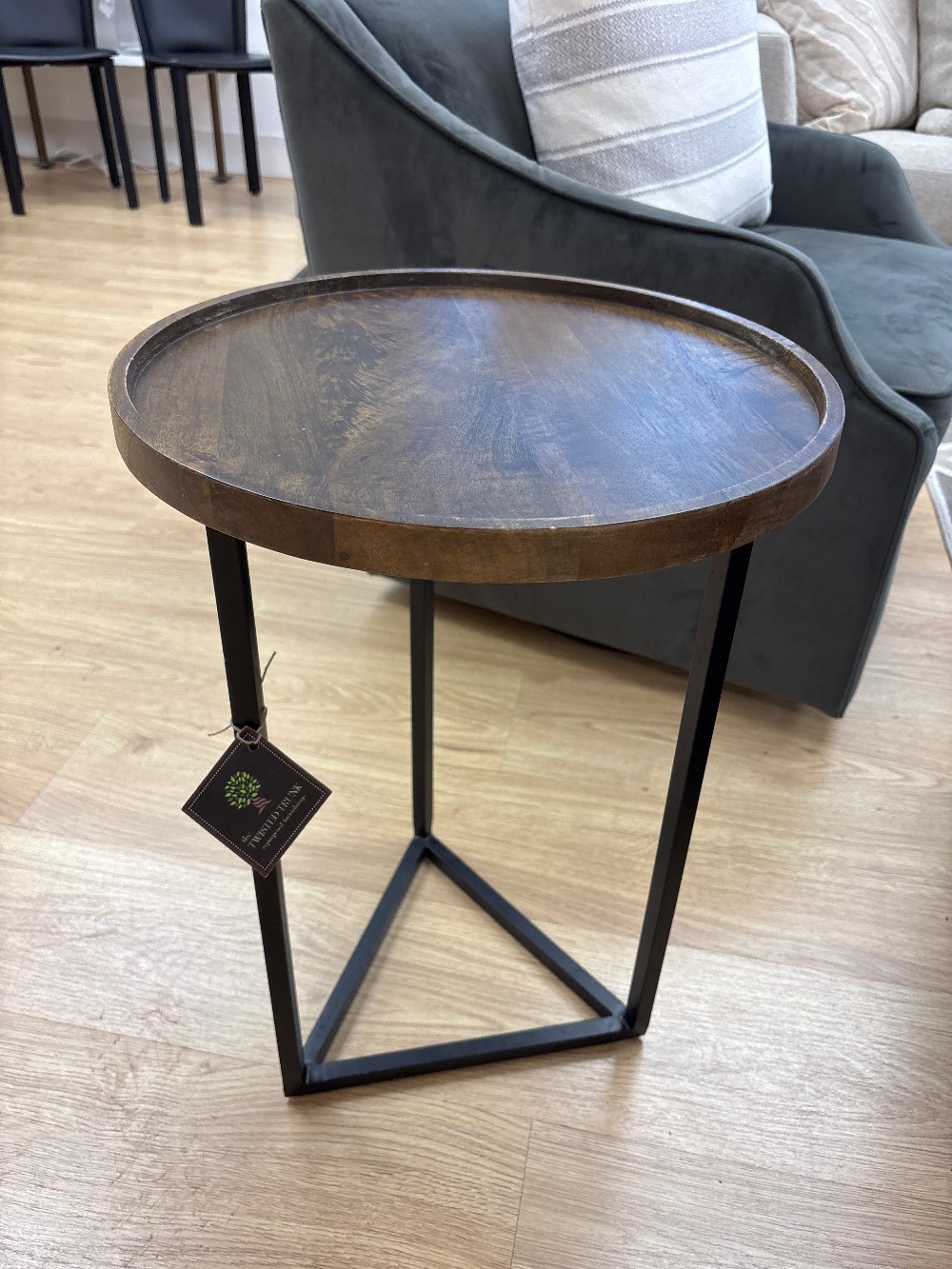 Ethan Allen Bolton Round Wood Top Side Table