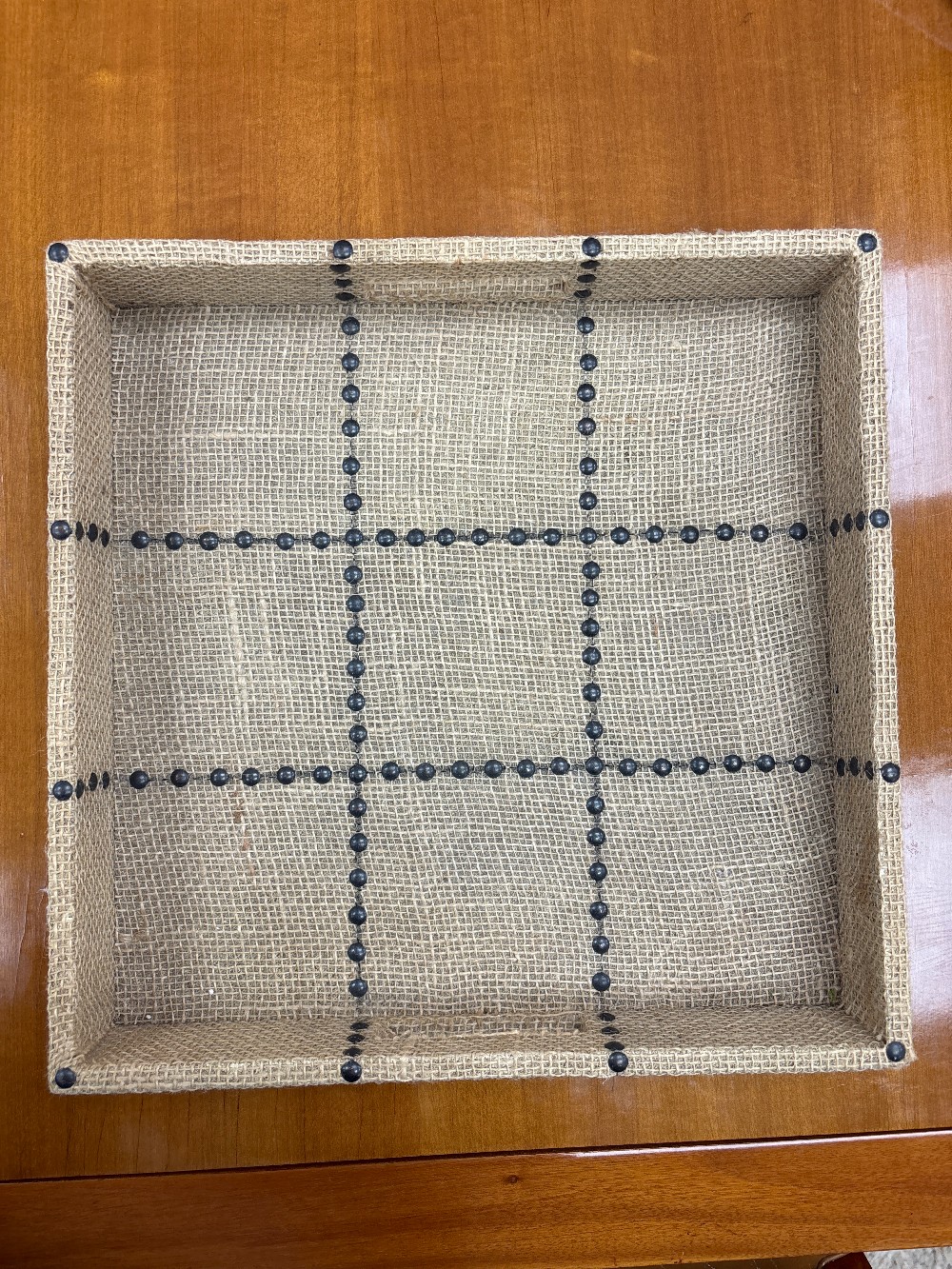 Burlap Nailhead Tray