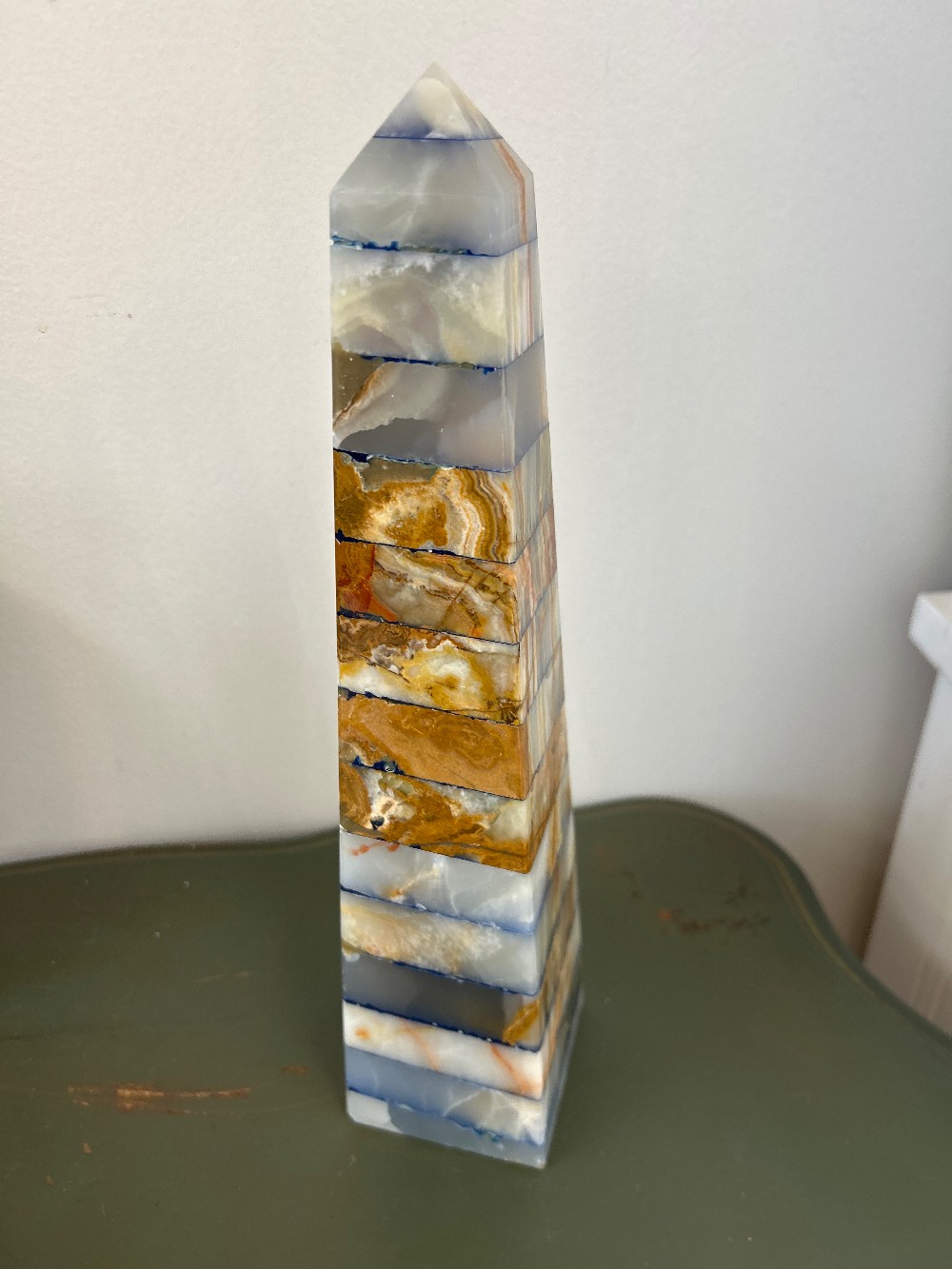Large Multicolor Stacked Onyx Obelisk