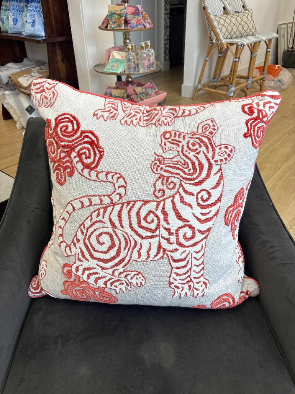 D.V. KAP Home Akbar Tiger Throw Pillow - Coral