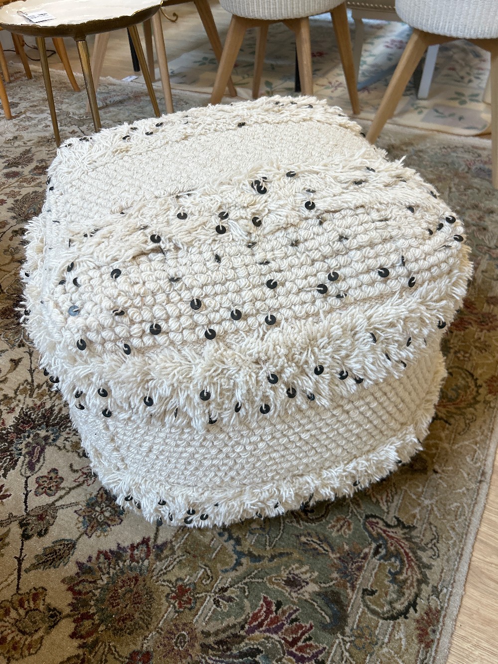 World Interiors Algiers Square Ottoman with Sequins