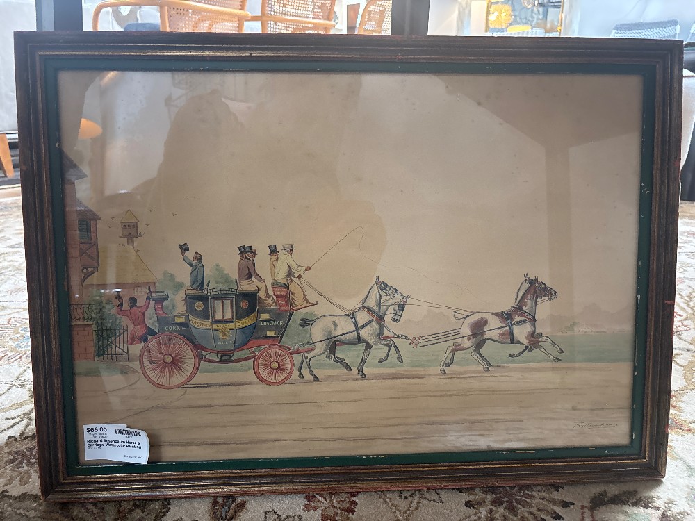 Richard Rosenbaum Horse & Carriage Watercolor Painting