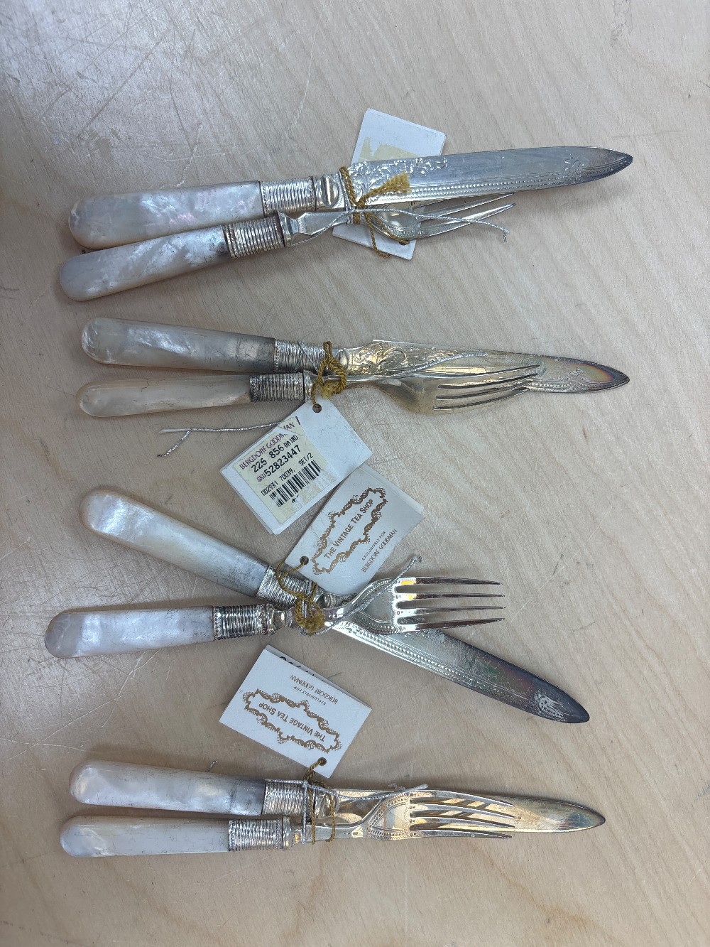 Antique English Fruit Fork & Knife, Set of 8