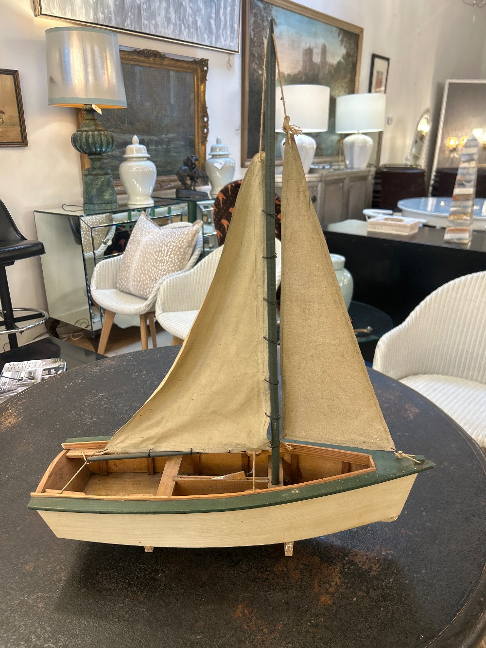 Vintage Decorative Wood Sailboat