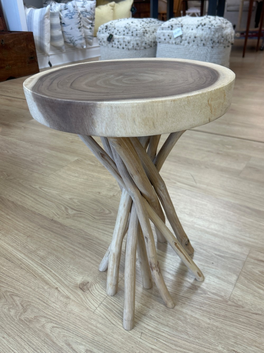 Natural Teak Branch Base Side Table