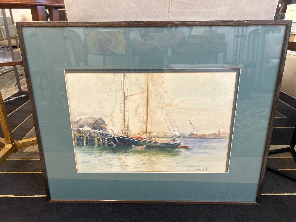 Harbor Scene Watercolor Painting by K. Levin Farrell