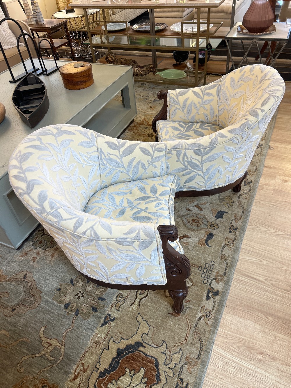 Antique French Tête-à-Tête Conversation Chair