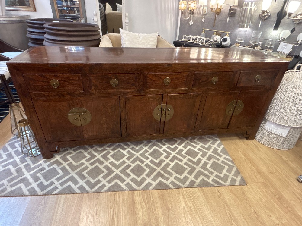 Vintage Large Chinese Elmwood Sideboard