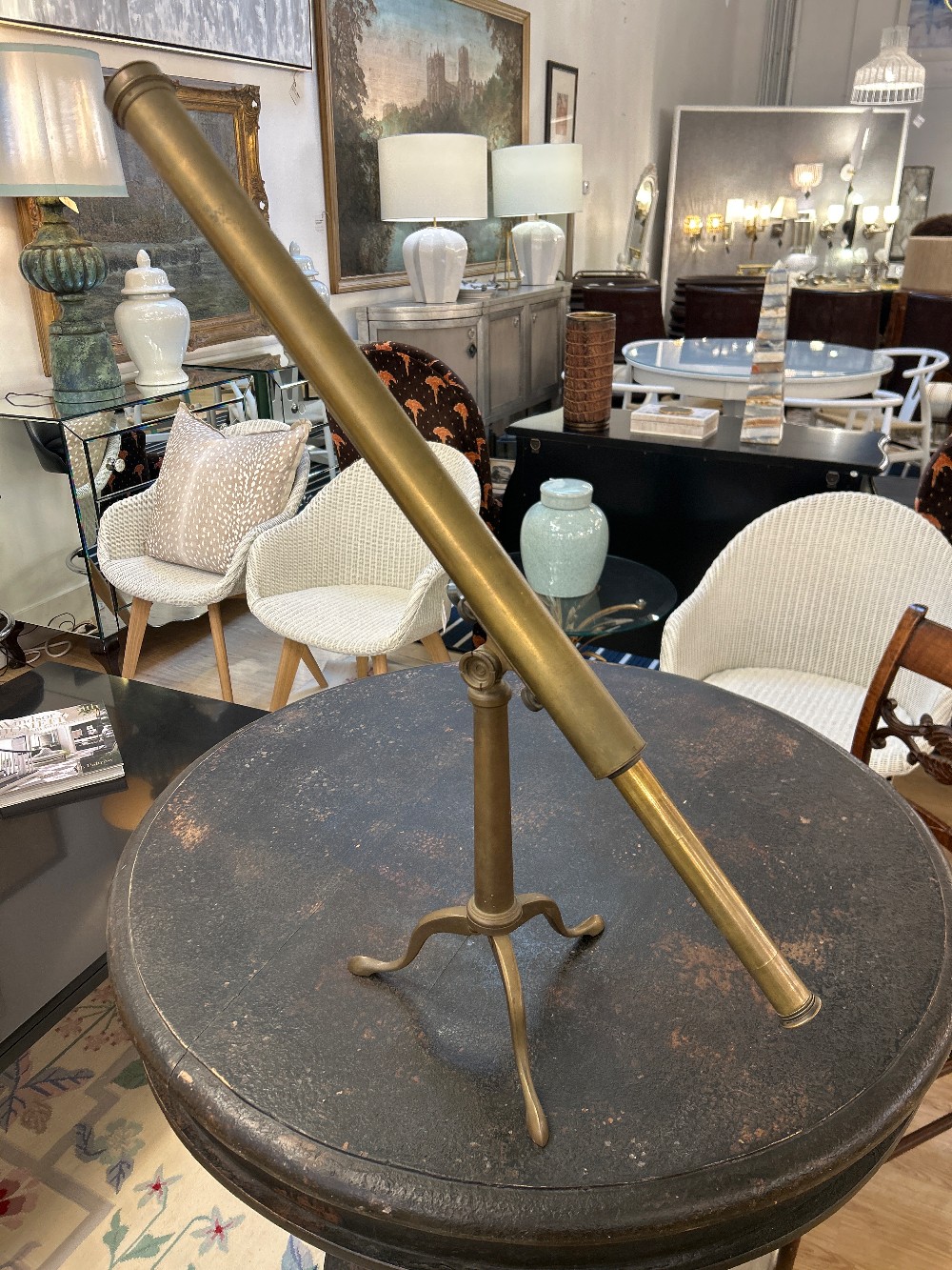 Antique Brass Dollond London Tripod Telescope