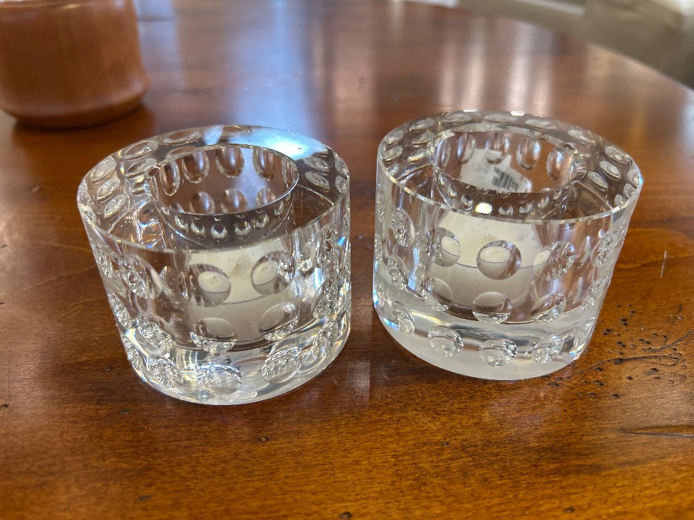 Oleg Cassini Crystal Votive Holders, Pair