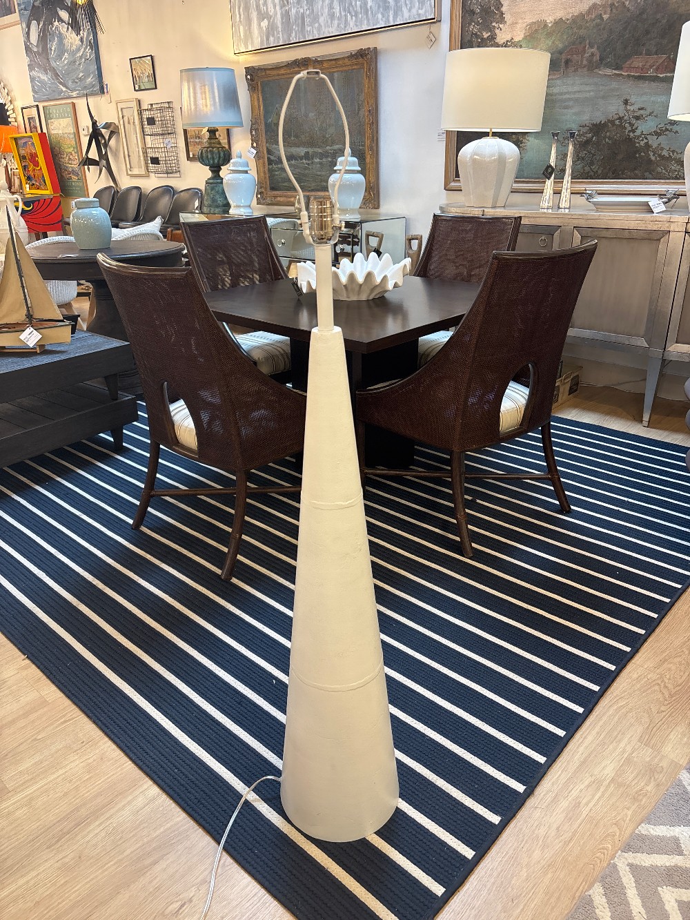 Modern Painted Iron Metal Cone Floor Lamp (No Shade)