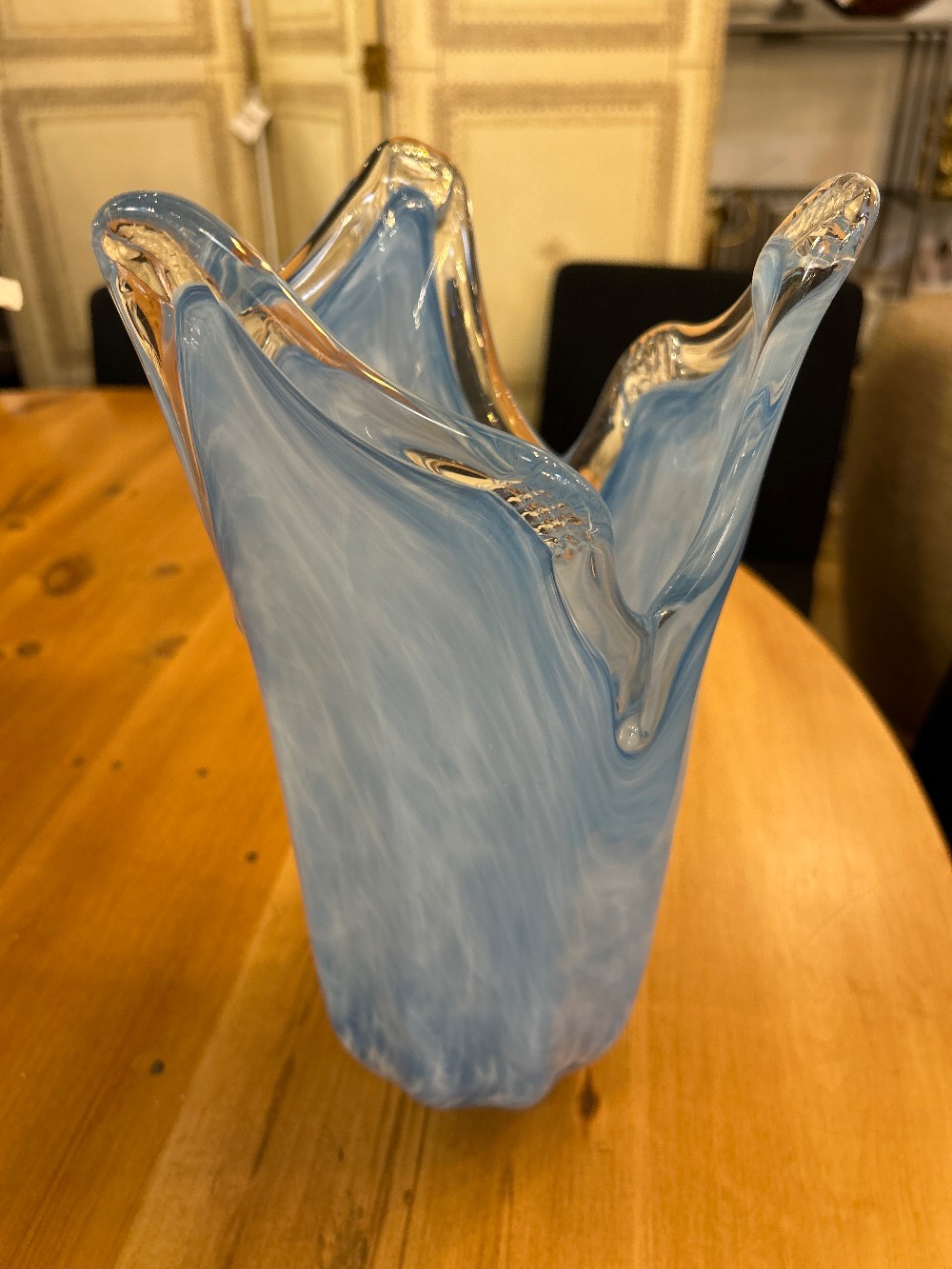 Murano Hand Blown Flared Glass Vase