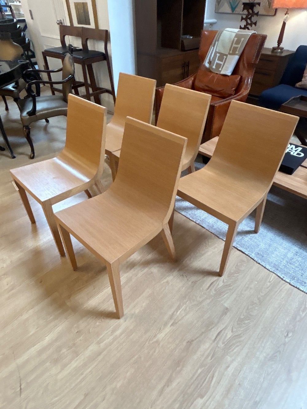 Andreu World RDL Bamboo Dining Chairs, Set of 5