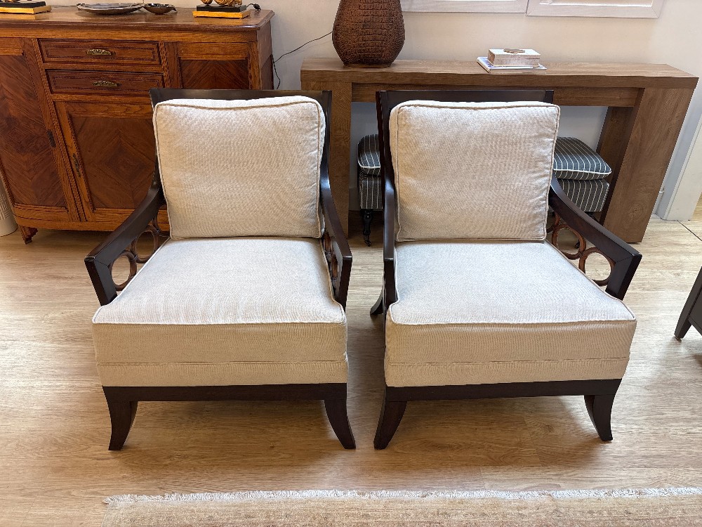 Palecek Carlo Rattan Lounge Chairs, Pair