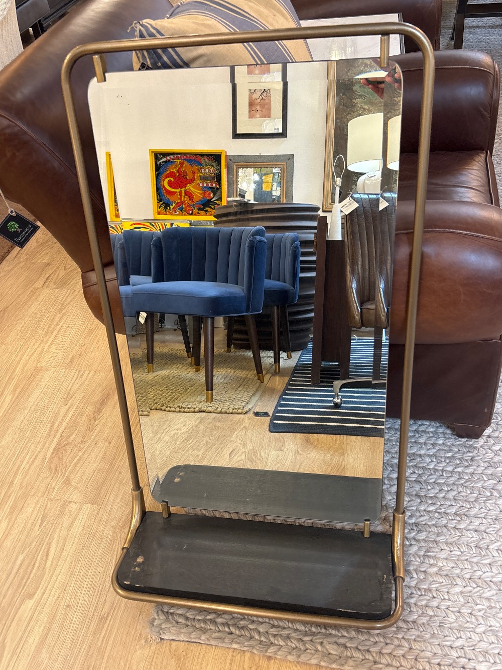 Arhaus Brass Frame Mirror with Ledge (As Is)