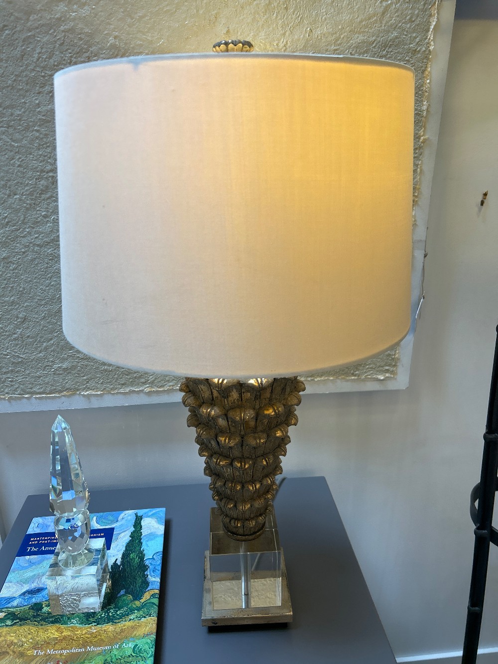 Vintage Gilt Palm Lamp on Acrylic Base