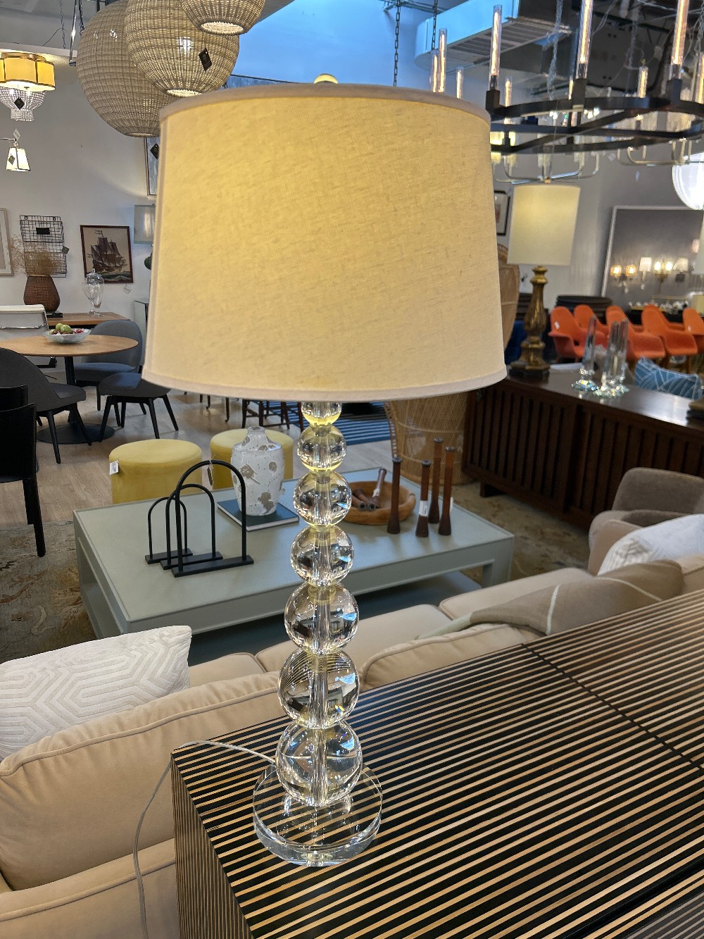 Pottery Barn Stacked Crystal Ball Table Lamp