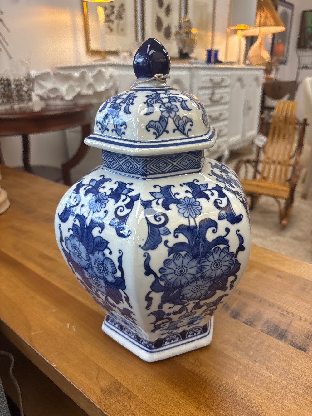 Three Hands Corp Blue & White Porcelain Ginger Jar