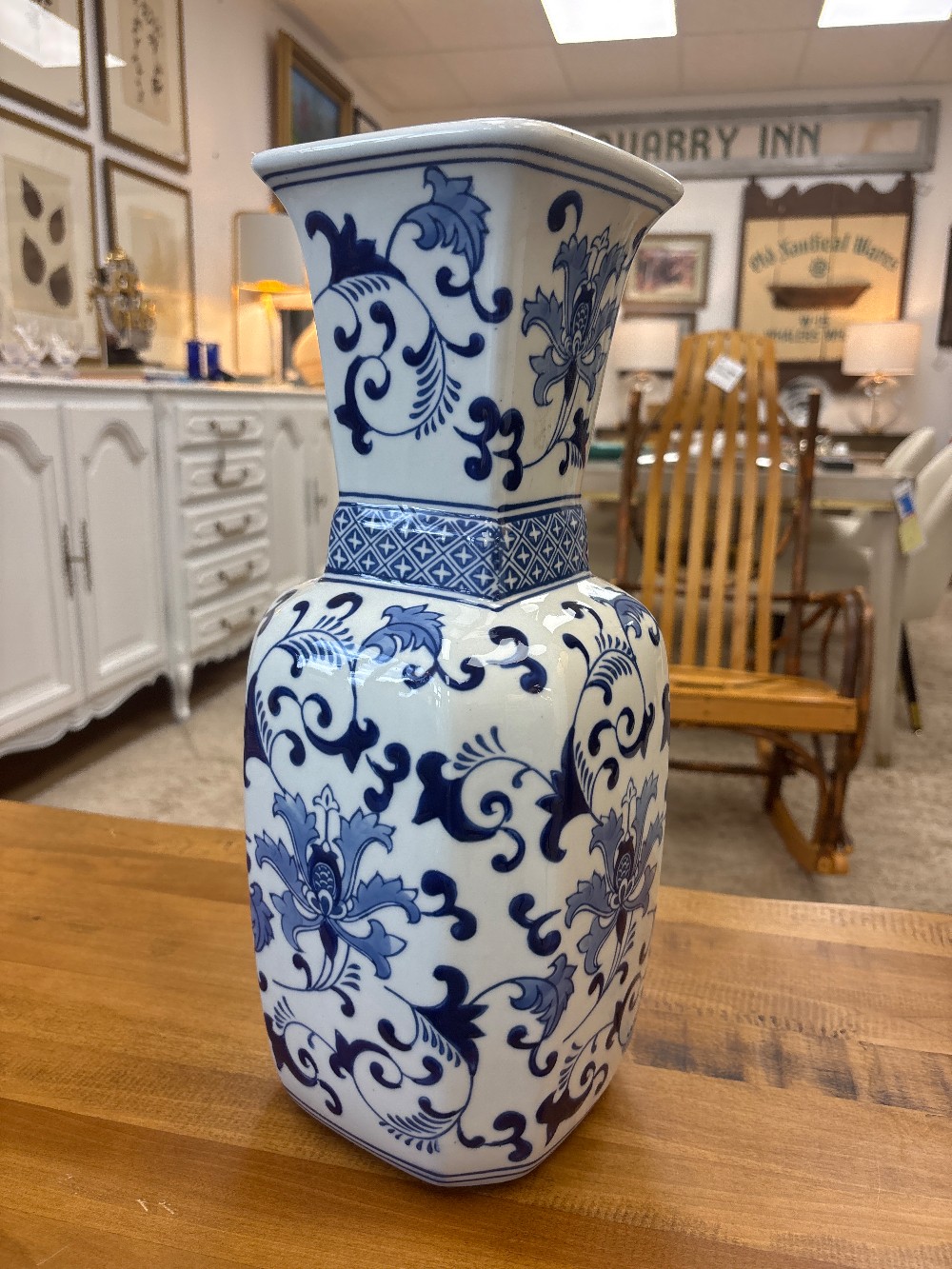 Three Hands Corp Blue & White Vase