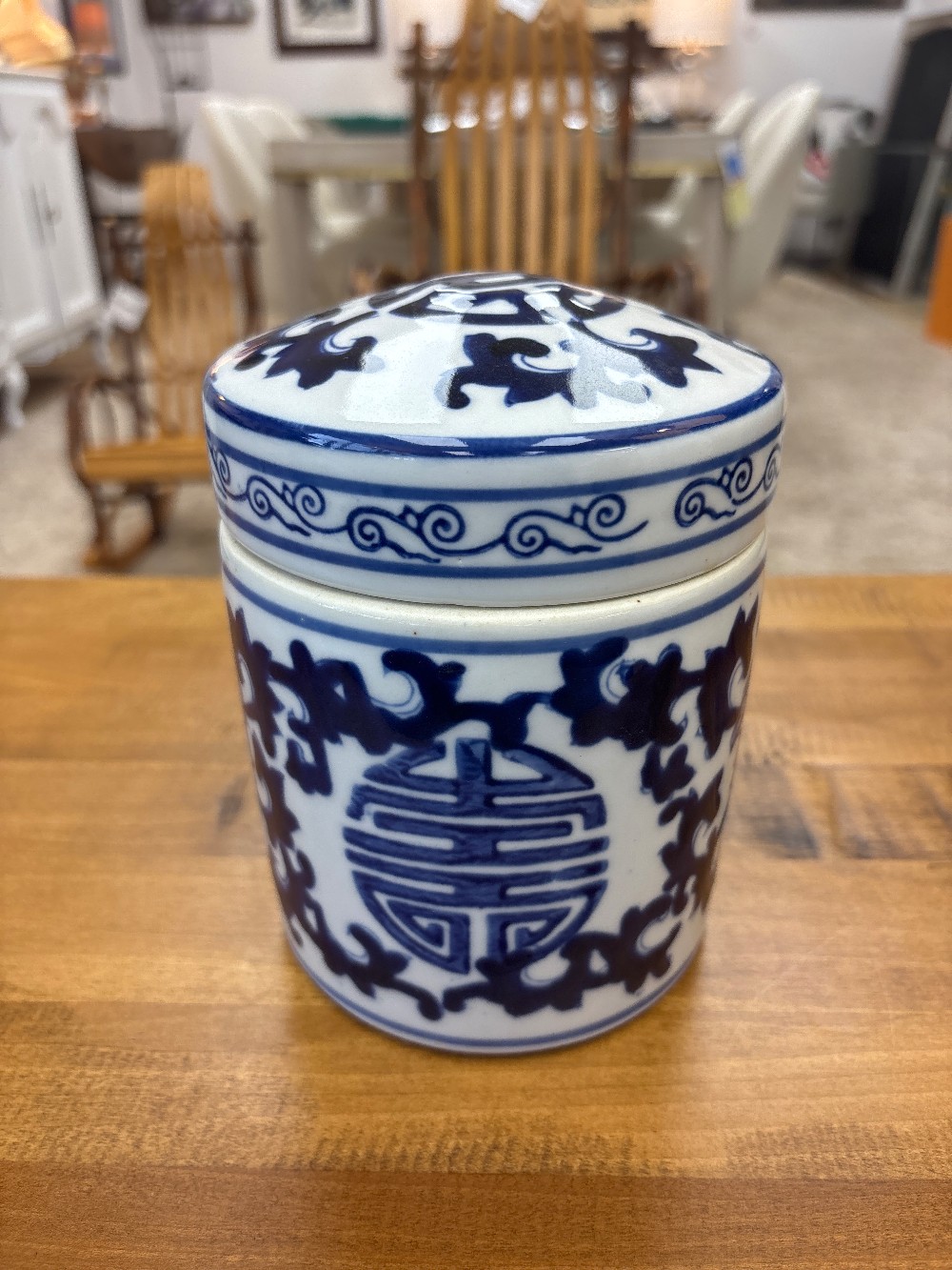Blue & White Porcelain Tea Caddy Jar