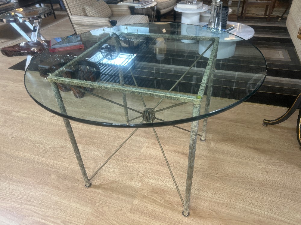 Mario Villa Sculptural Metal Glass Top Game Table