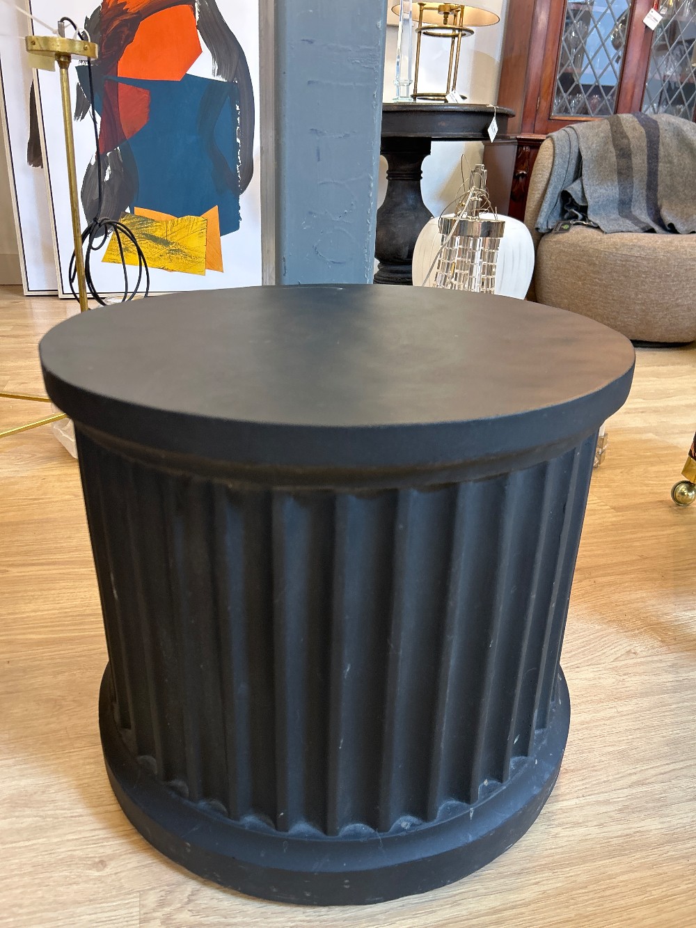 Bernhardt Furniture Fluted Ceramic Drum Side Table