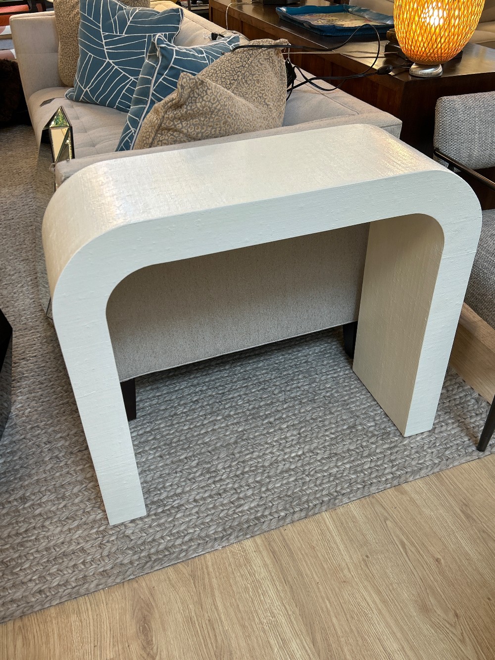 CB2 Crescent Ivory Resin Console Table