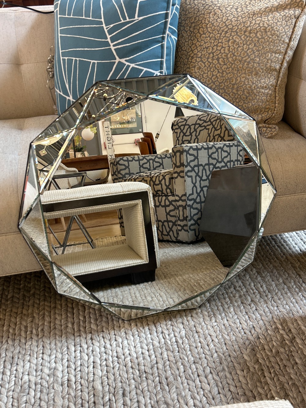 West Elm Faceted Round Mirror