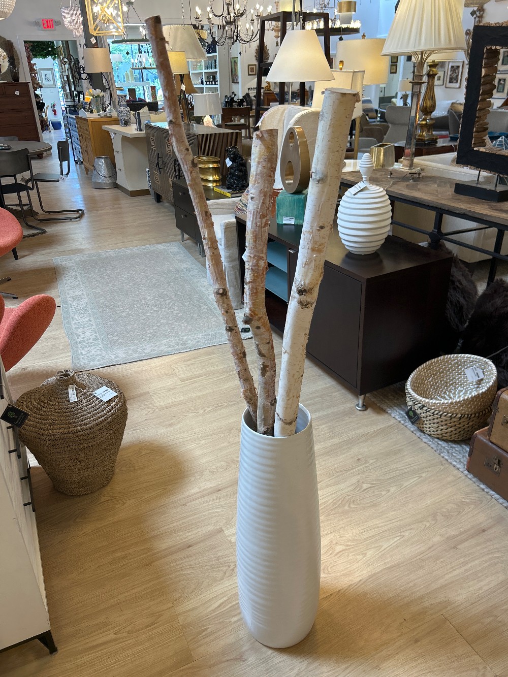 CB2 Spin Glossy Vase  with Birch Wood