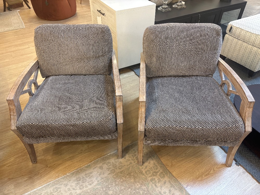 Tomlinson Geometric Fretwork Lounge Chairs, Pair