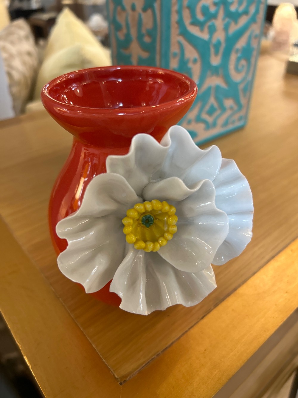Anthropologie White Poppy Dimensional Vase
