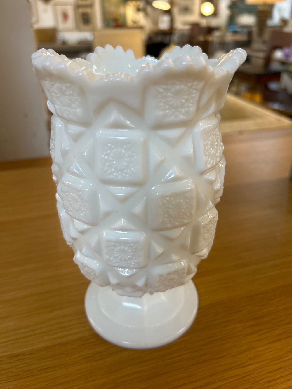 Westmoreland Old Quilt Milk Glass Vase