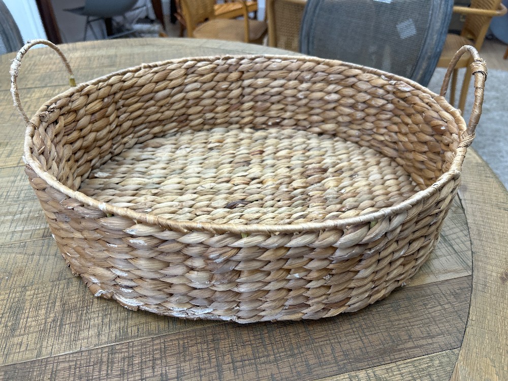 Woven Wicker Basket Tray with Handles