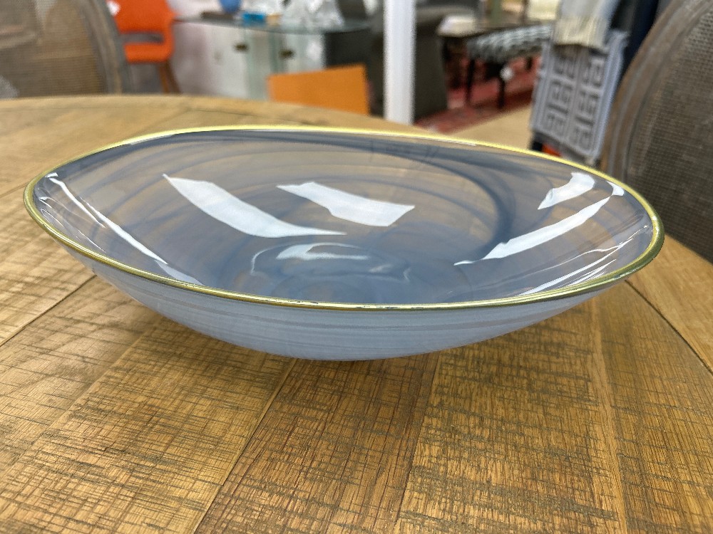 Blue Grey Swirl Glass Bowl