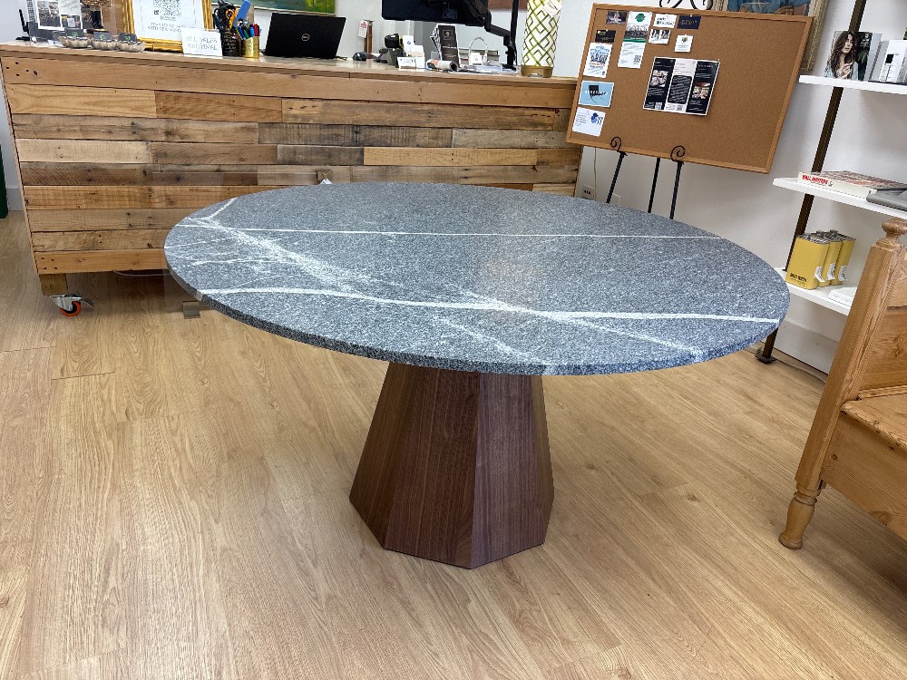 Room & Board Glover Granite Top Walnut Base Dining Table
