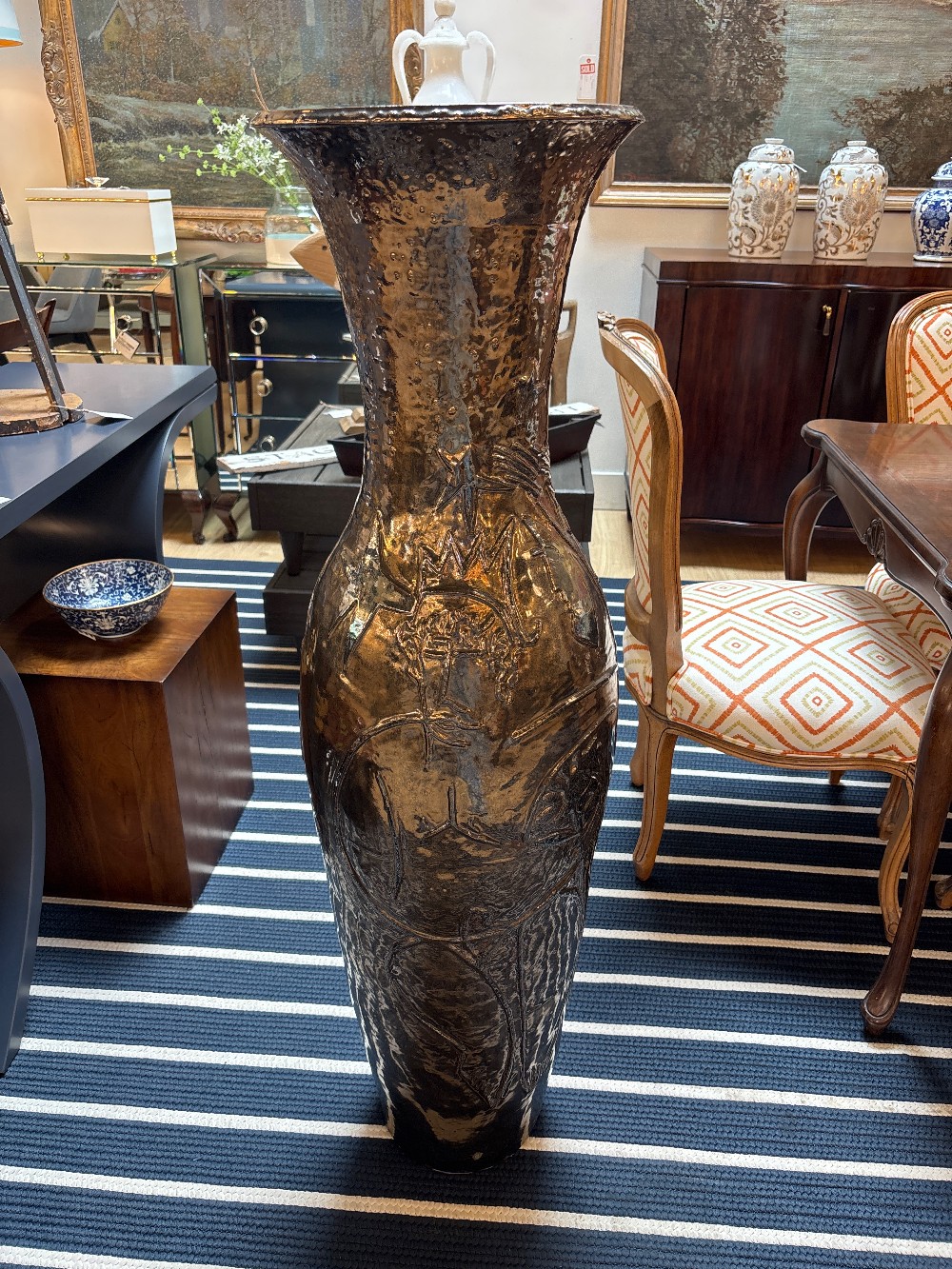 Steven Hayden Metallic Glaze Figurative Floor Vase, 1997
