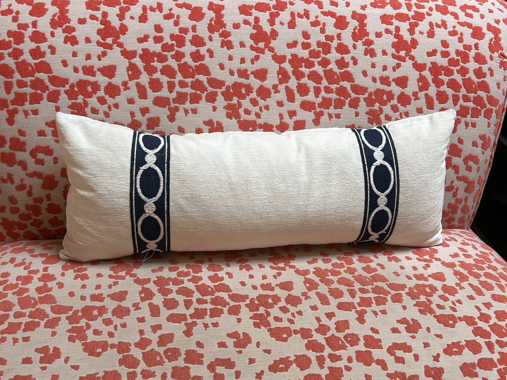Custom Navy & White Oversized Lumbar Pillow