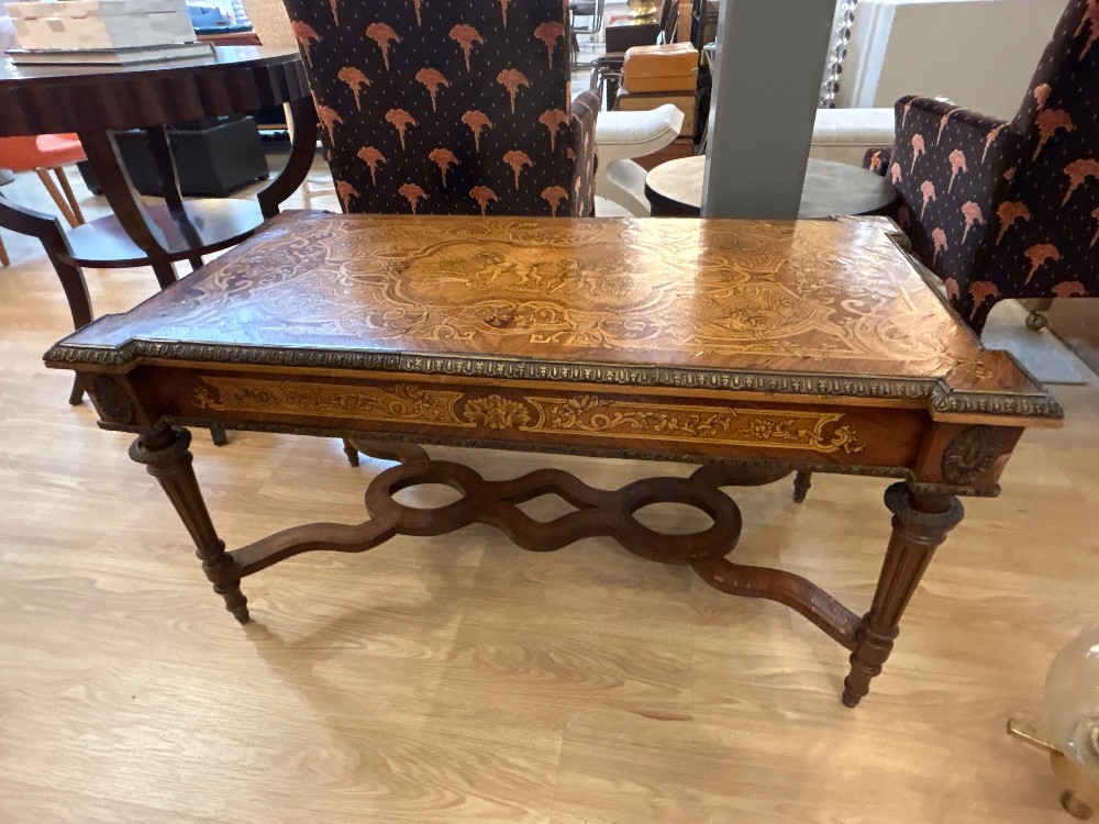 Antique Inlaid Marquetry Top Coffee Table
