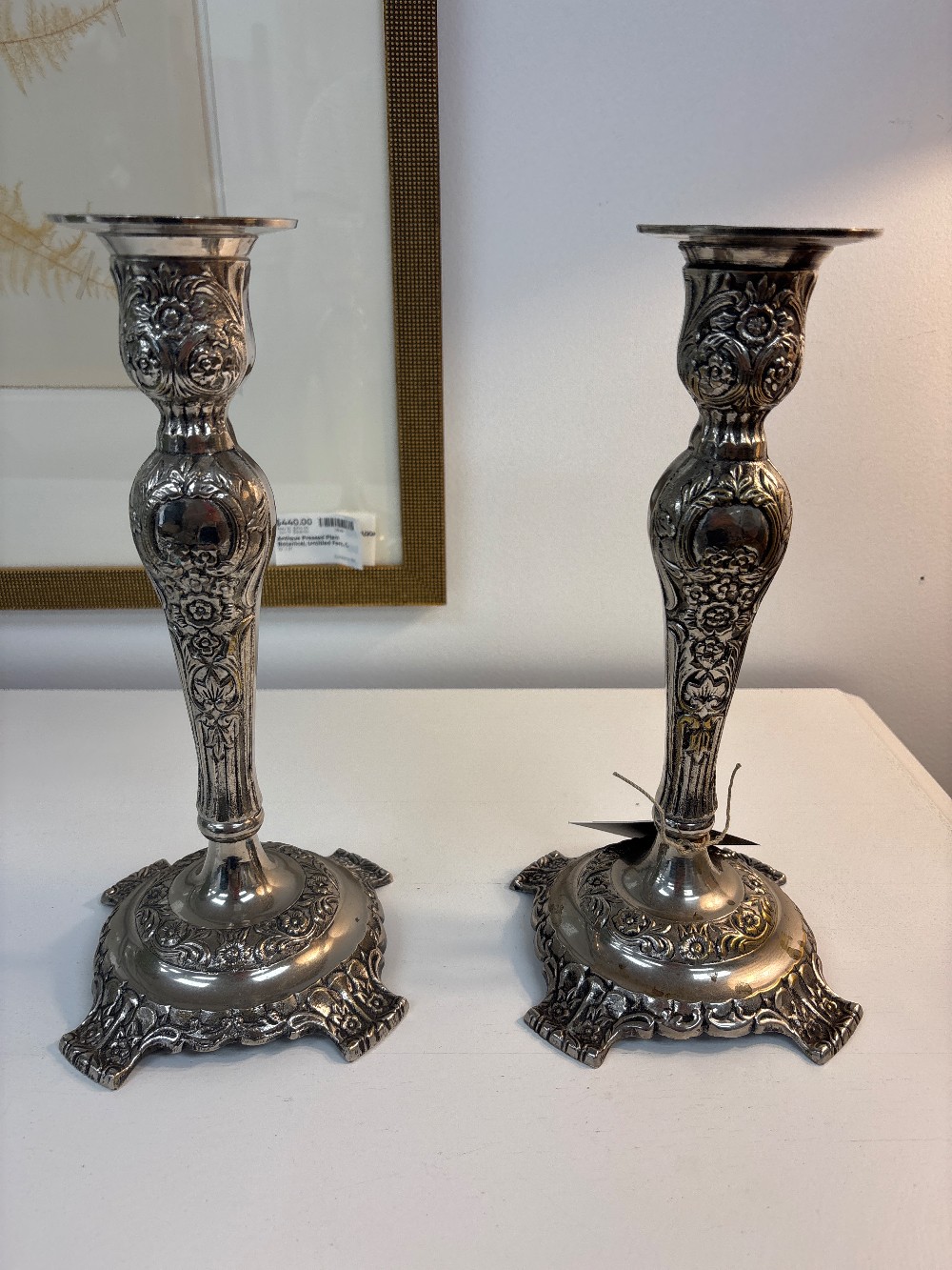 Vintage Silver Baroque Candlesticks, Pair
