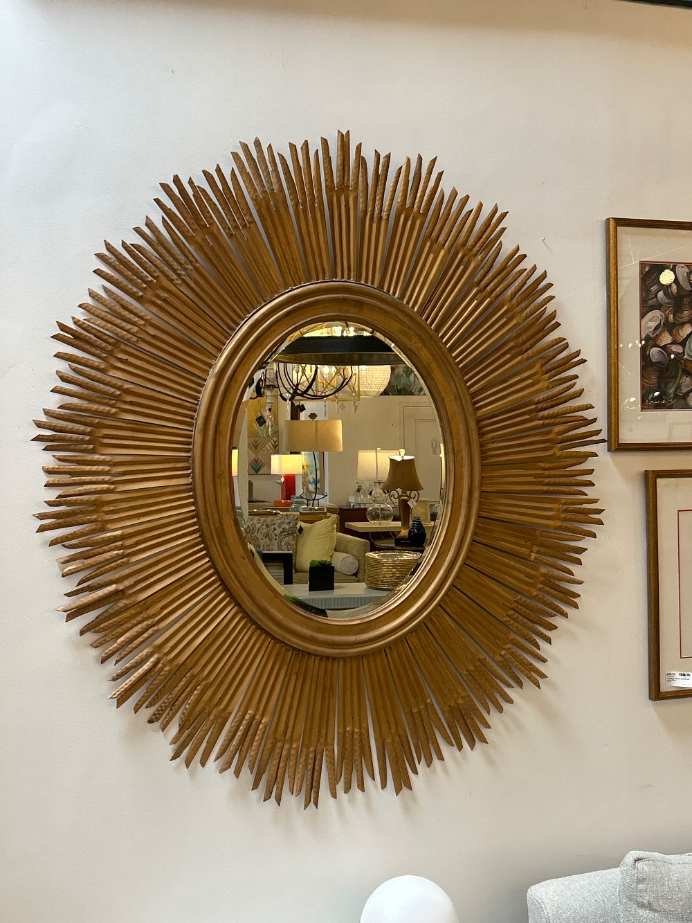 Vintage Gilt Metal Sunburst Mirror